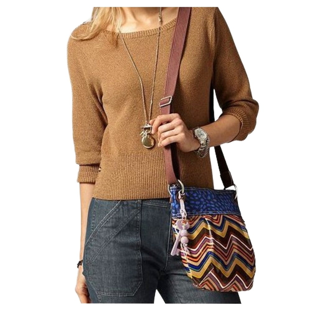 Fossil Multicolor Chevron Crossbody Bag with Blue Top - Picture 4 of 6
